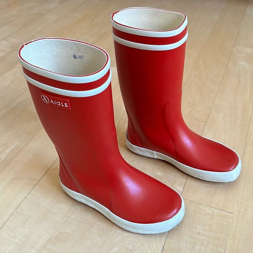 Used Great Condition Aigle "Lolly Pop" Wellies Rain Boots in Red Size 29